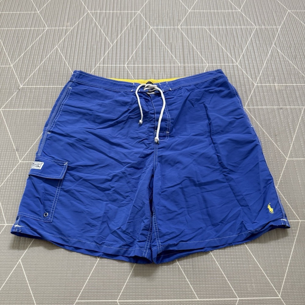 Polo Ralph Lauren Vintage Swim Trunks 2XB Blue Nylon Mesh Lined Boardshorts Y2K
